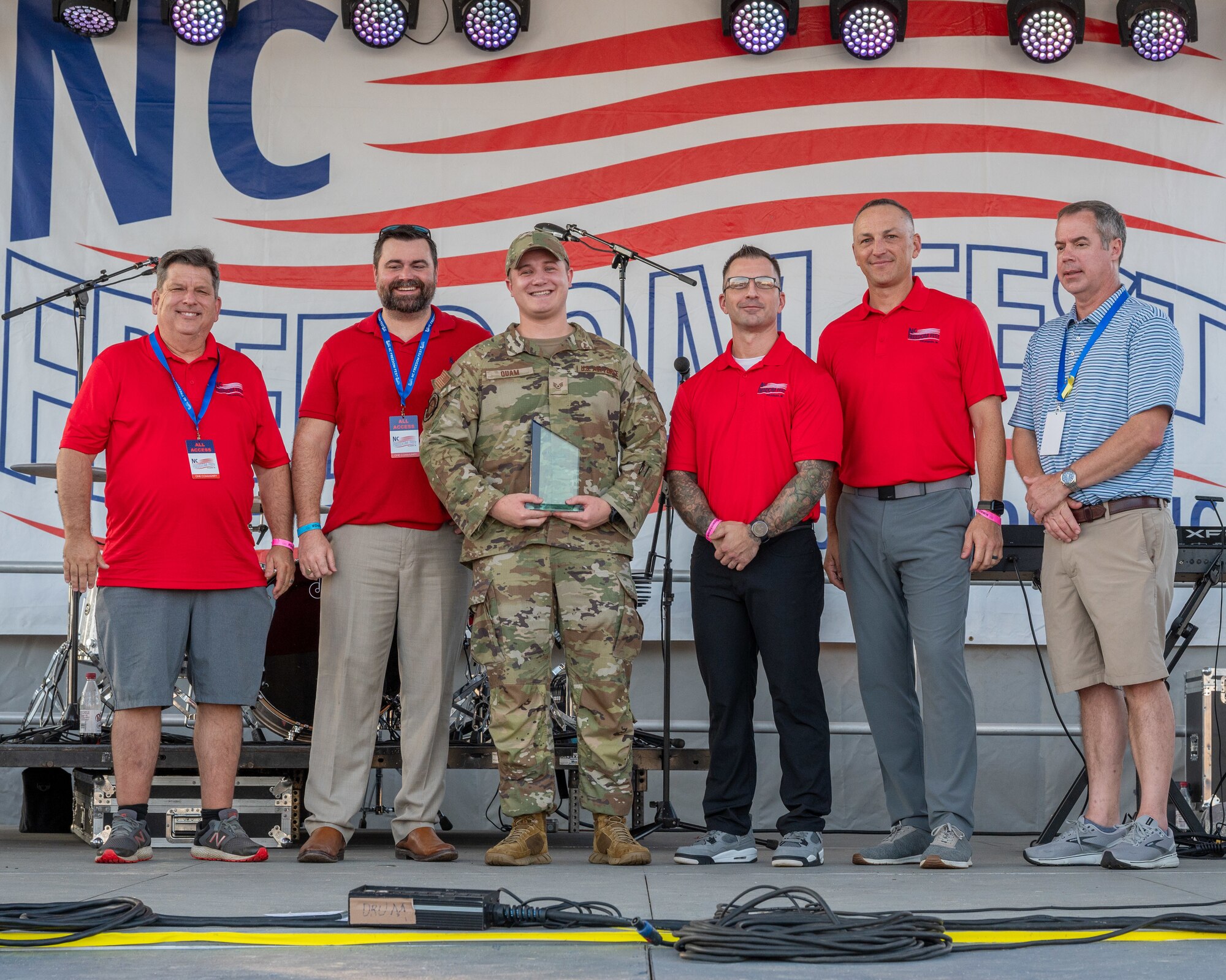 SSgt Aspen Quam, 4th OMRS, accepts the Airman of the Year Military Appreciation Award during Freedom Fest 2024.