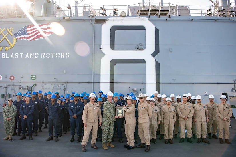 USS Makin Island (LHD 8) receives the Logistics Readiness Excellence Award.