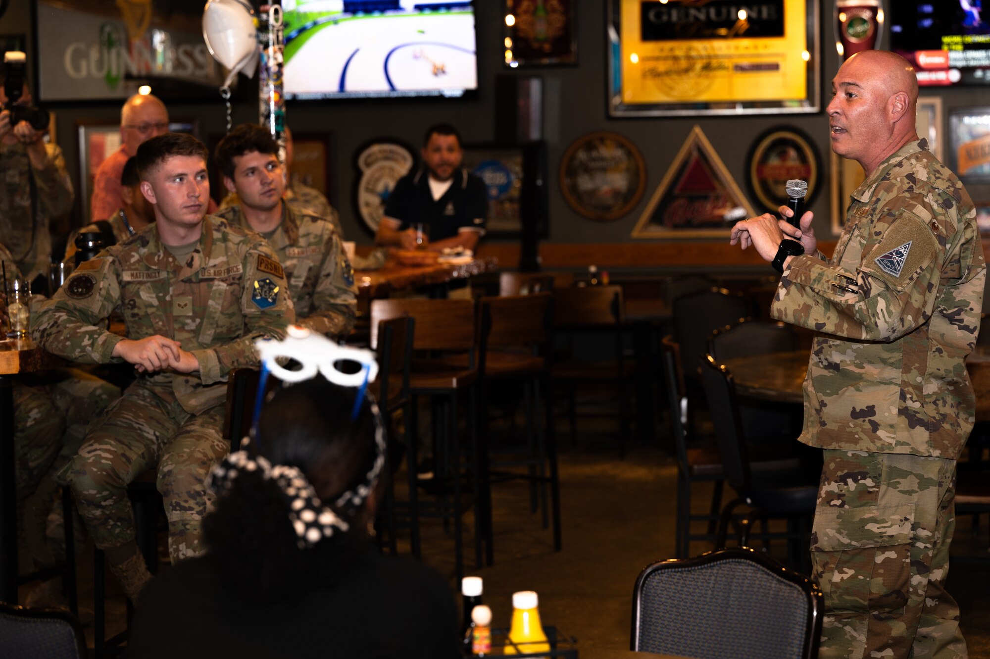 U.S. Space Force Col. David Berríos, Space Base Delta 1 vice commander speaks to attendees of the SBD 1 Air Force Birthday celebration at Peterson Space Force Base, Colorado, Sept. 18, 2024.