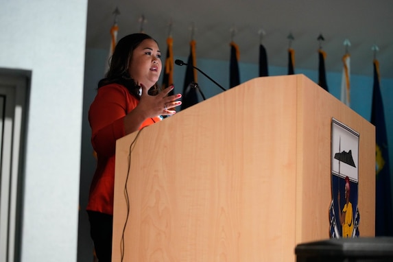 U.S. Indo-Pacific Command Women, Peace and Security (WPS) Director and Command Gender Advisor Sharon Feist addresses the Hawaii National Guard Joint Commander’s Conference at the Guard’s Regional Training Institute, Waimanalo, Hawaii, Sept. 13, 2024.