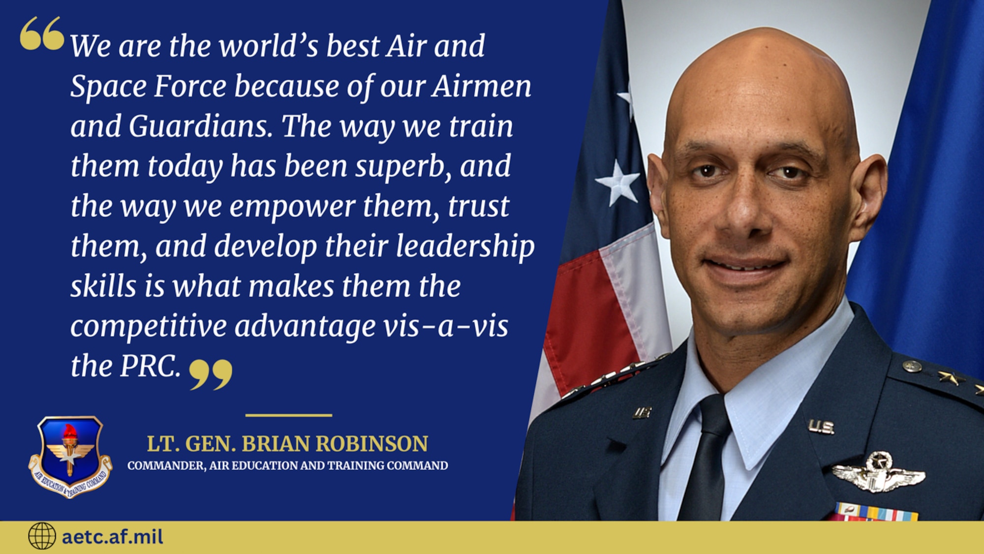 picture of commander with a quote