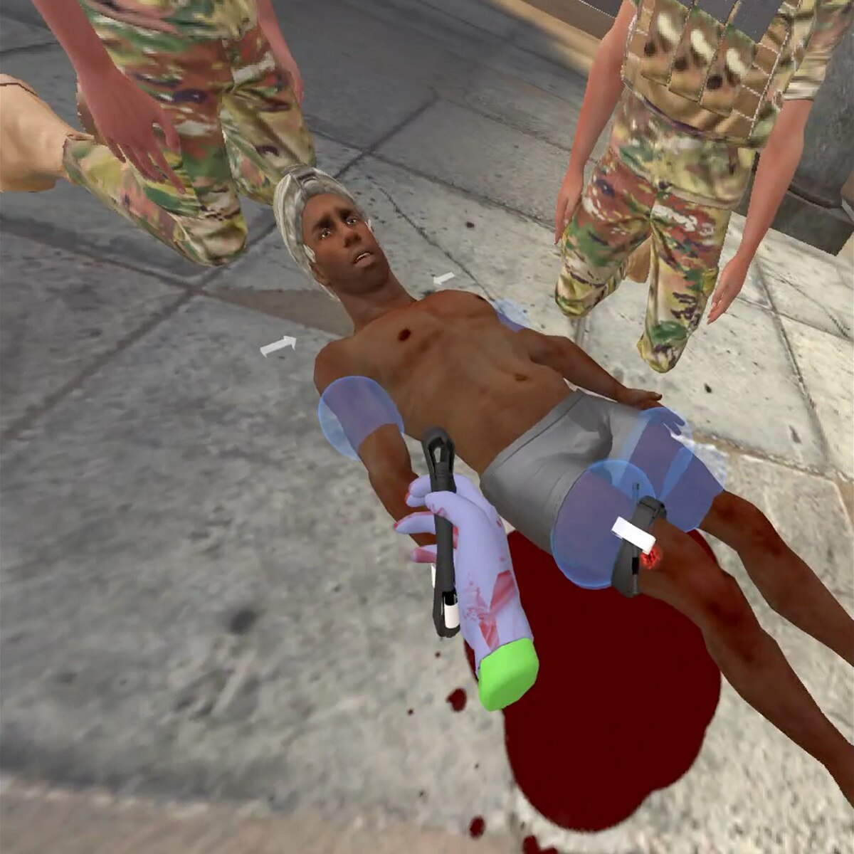 A VR user does a demonstration.
