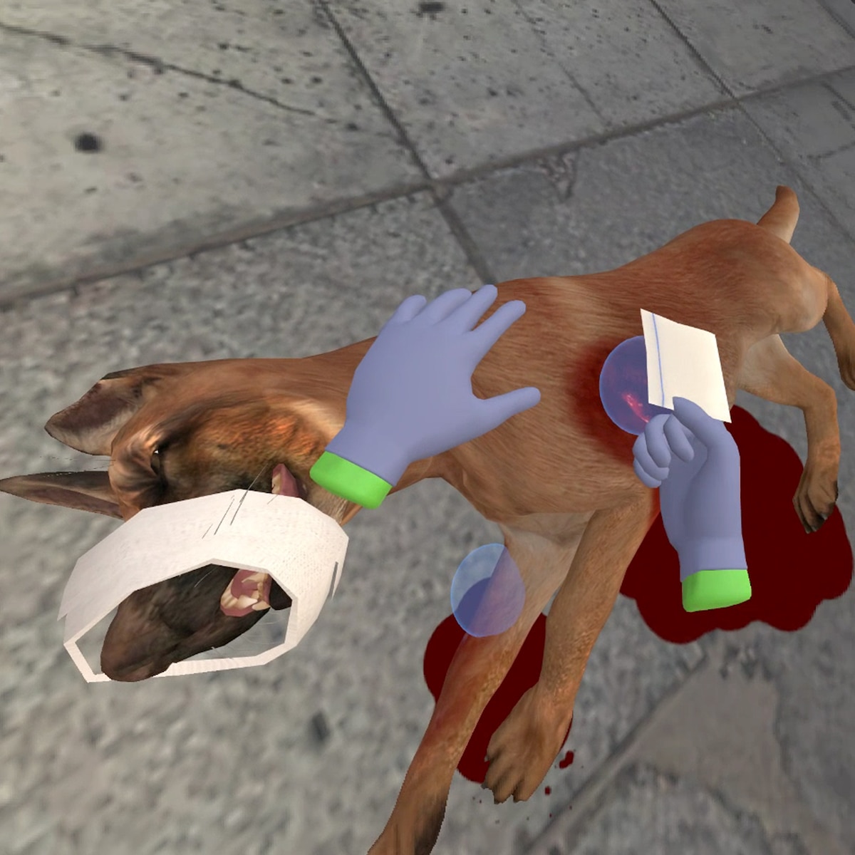 A VR user does a demonstration.