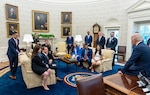 President Joe Biden greets White House Fellows Class of 2022-23 on August 29, 2023 in the Oval Office. (Official White House Photo by Adam Schultz)