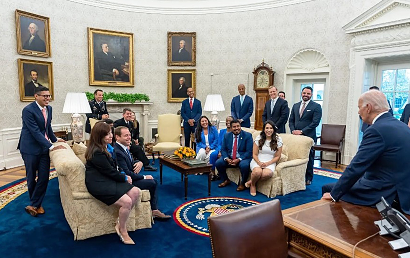 President Joe Biden greets White House Fellows Class of 2022-23 on August 29, 2023 in the Oval Office. (Official White House Photo by Adam Schultz)