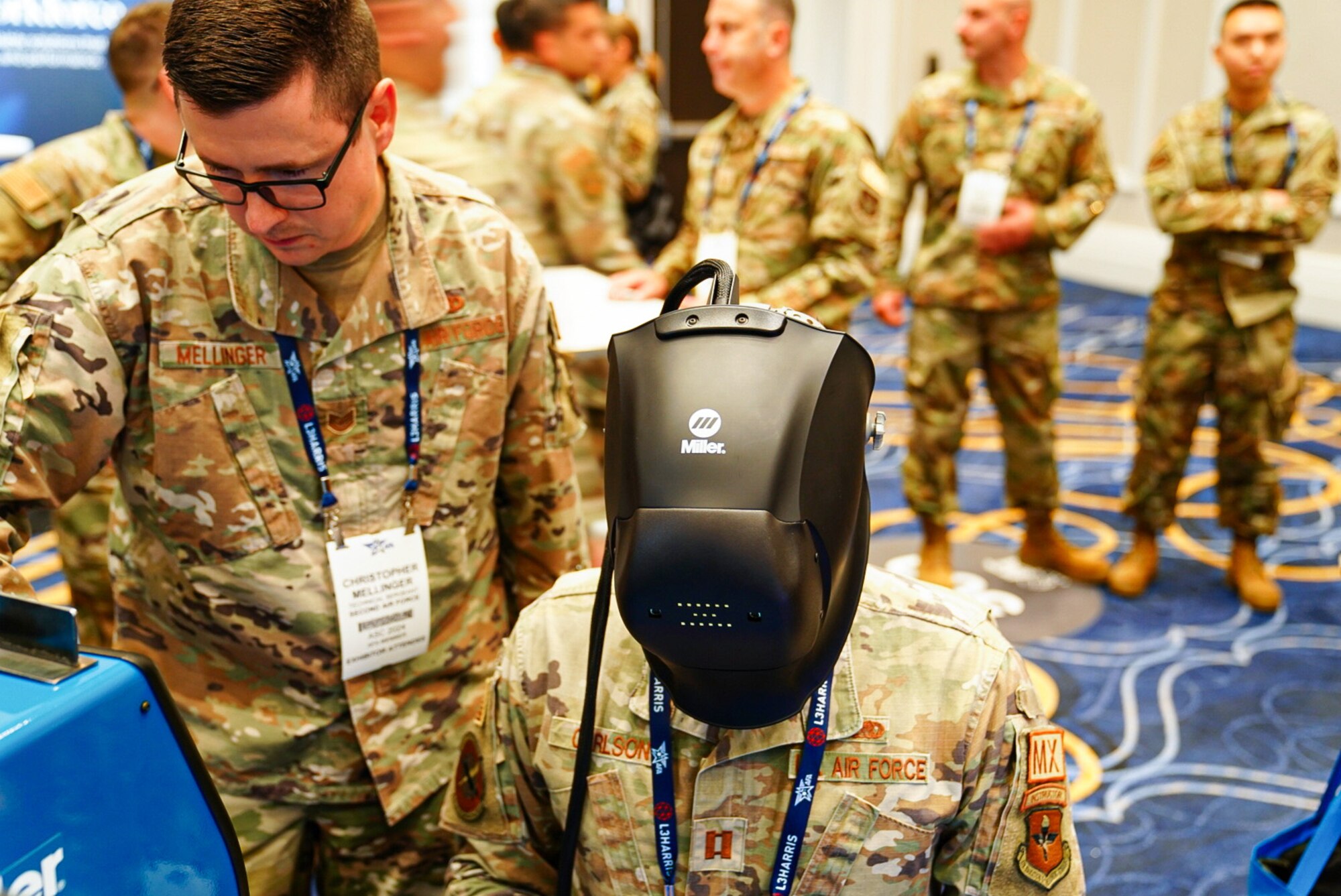 Exhibit hall attendees test Second Air Force’s virtual reality training at the Air, Space and Cyber Conference, National Harbor, Md., Sept. 16, 2024.