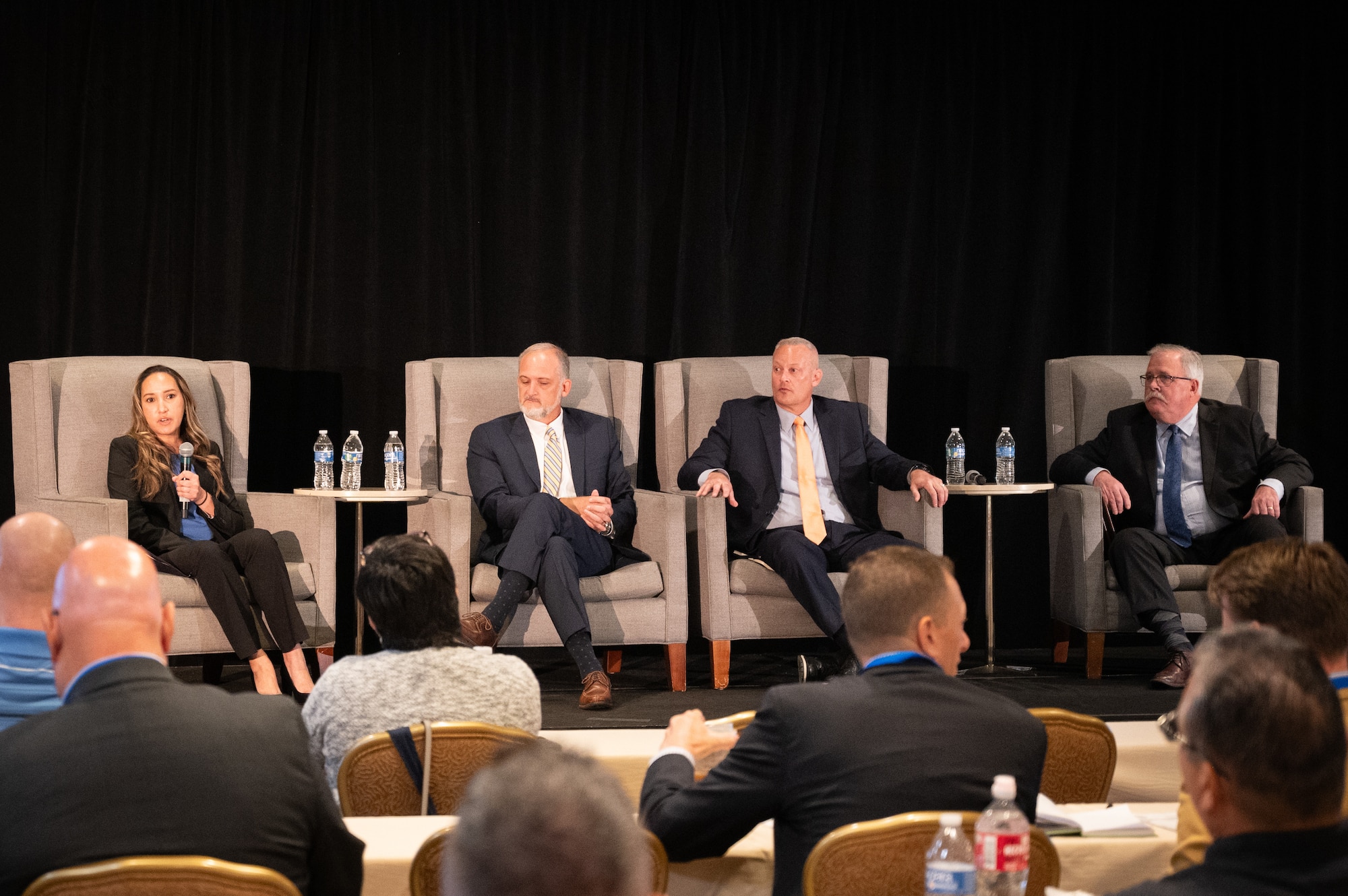 Special Agent Pearl Mundt, AFOSI’s executive director, spoke at the 2024 Insider Threat Awareness Month Conference, Sept. 9, 2024, alongside counterparts from the Department of Defense and Federal Bureau of Investigation, in Arlington, Virginia, where they discussed law enforcement’s role in addressing insider threats.