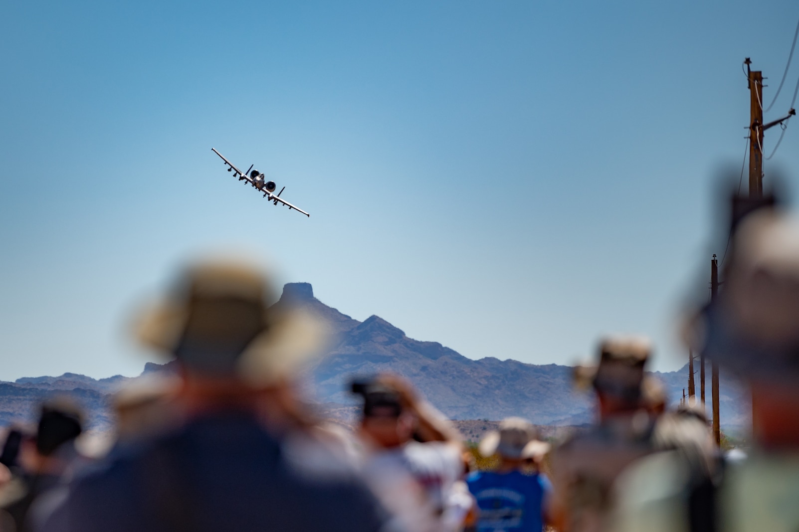 An A-10 Thunderbolt II makes a low pass over the Barry M. Goldwater Range near Gila Bend, Ariz., during Hawgsmoke 2024 on Sept. 13, 2024. The event brought together 13 teams to compete in what may be the last large-scale gathering of A-10 squadrons. (U.S. Air Force photo by Tech. Sgt. Tyler J. Bolken)