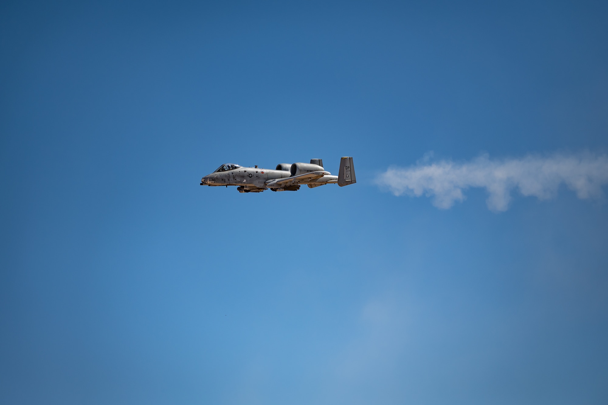An A-10 Thunderbolt II from the 47th Fighter Squadron soars in flight during Hawgsmoke 2024 at the Barry M. Goldwater Range near Gila Bend, Ariz., on Sept. 13, 2024. The 47th FS emerged victorious, reaffirming its position as the top attack team in the Air Force. (U.S. Air Force photo by Tech. Sgt. Tyler J. Bolken)