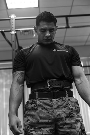 U.S. Marine Corps Staff Sgt. Julian Ramirez, a canvassing recruiter with Recruiting Station Sacramento, deadlifts in a weightlifting competition in Sacramento, Calif., Aug. 27, 2024. Swole Mode was created to test the physical strength and endurance of Marines stationed at RS Sacramento and to build unit cohesion and Esprit de Corps. (U.S. Marine Corps photo by Sgt. Ryan Harvey)