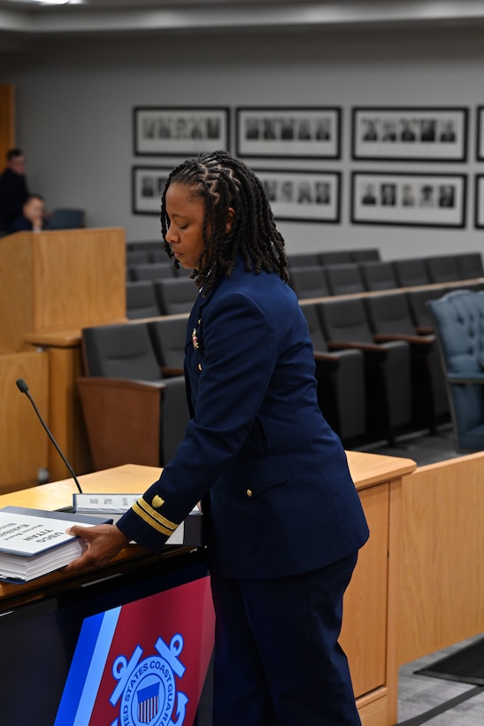 OceanGate Mission Specialist Renata Rojas provides witness testimony at the U.S. Coast Guard Marine Board of Investigation hearing into the loss of the Titan submersible in North Charleston, South Carolina, on Sept. 19, 2024. The hearing examines all aspects of the loss of the Titan, including pre-accident historical events, regulatory compliance, crewmember duties and qualifications, mechanical and structural systems, emergency response, and the submersible industry.