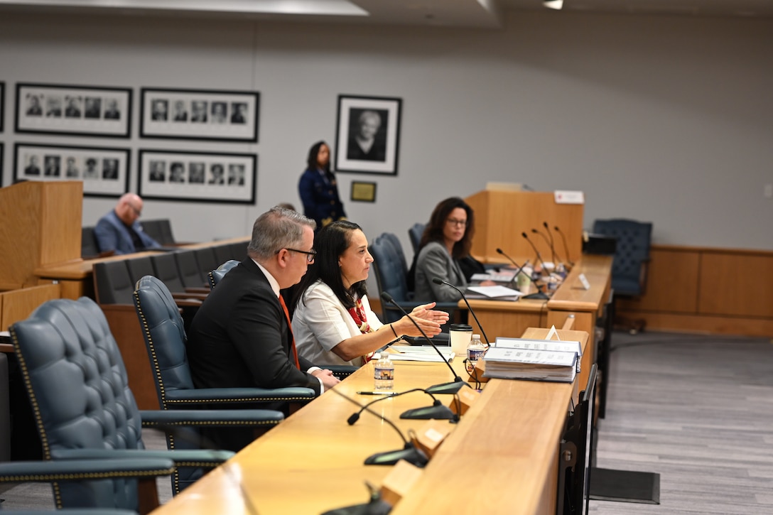 OceanGate Mission Specialist Renata Rojas provides witness testimony at the U.S. Coast Guard Marine Board of Investigation hearing into the loss of the Titan submersible in North Charleston, South Carolina, on Sept. 19, 2024. The hearing examines all aspects of the loss of the Titan, including pre-accident historical events, regulatory compliance, crewmember duties and qualifications, mechanical and structural systems, emergency response, and the submersible industry.