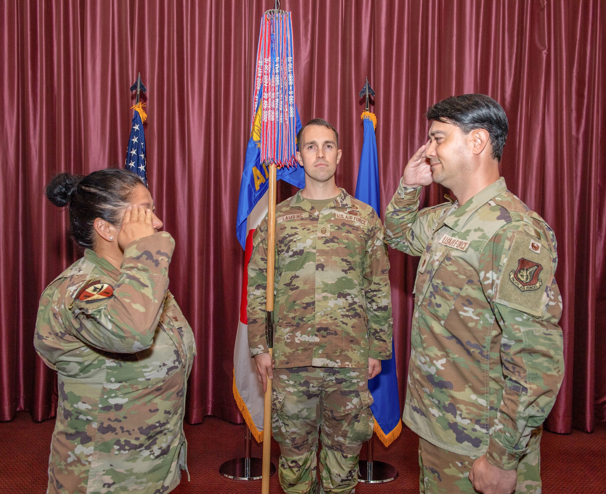 Incoming commander renders the first salute during assumption of command ceremony.