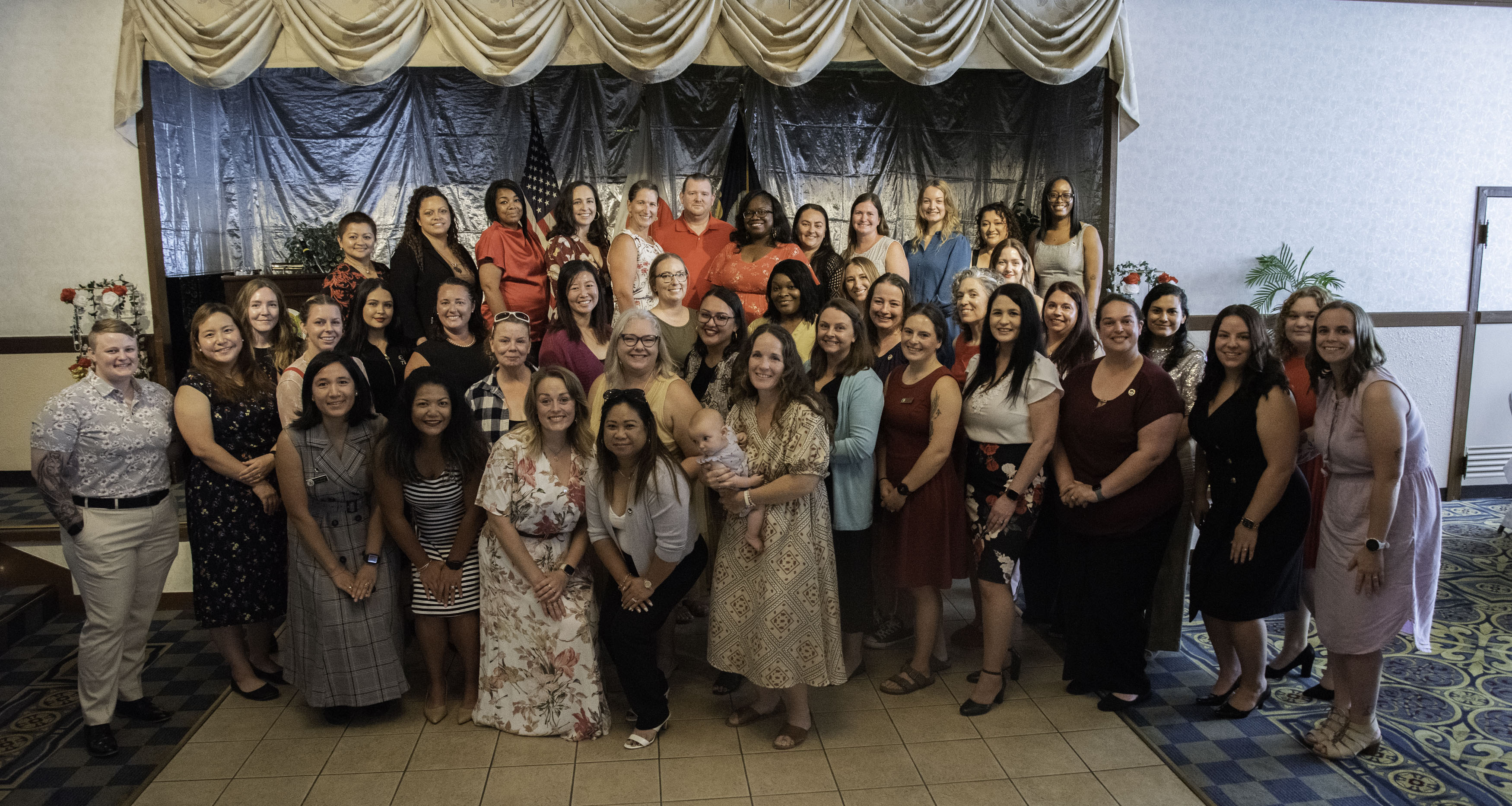 Fleet and Family Support Center (FFSC) on Commander, Fleet Activities Yokosuka (CFAY) hosted the 2024 Ombudsman Appreciation Luncheon at the Officers’ Club where ombudsmen were recognized and honored for their contributions throughout the year. Ombudsmen pose for a photo after receiving their letters of appreciation.