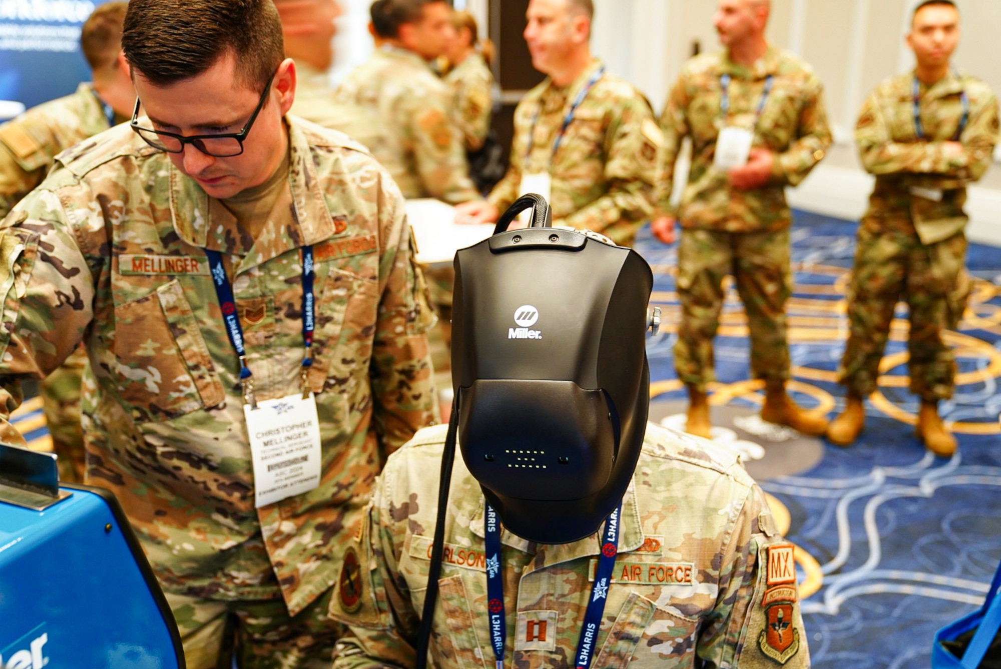 Exhibit hall attendees test Second Air Force’s virtual reality training at the Air, Space and Cyber Conference, National Harbor, Md., Sept. 16, 2024.