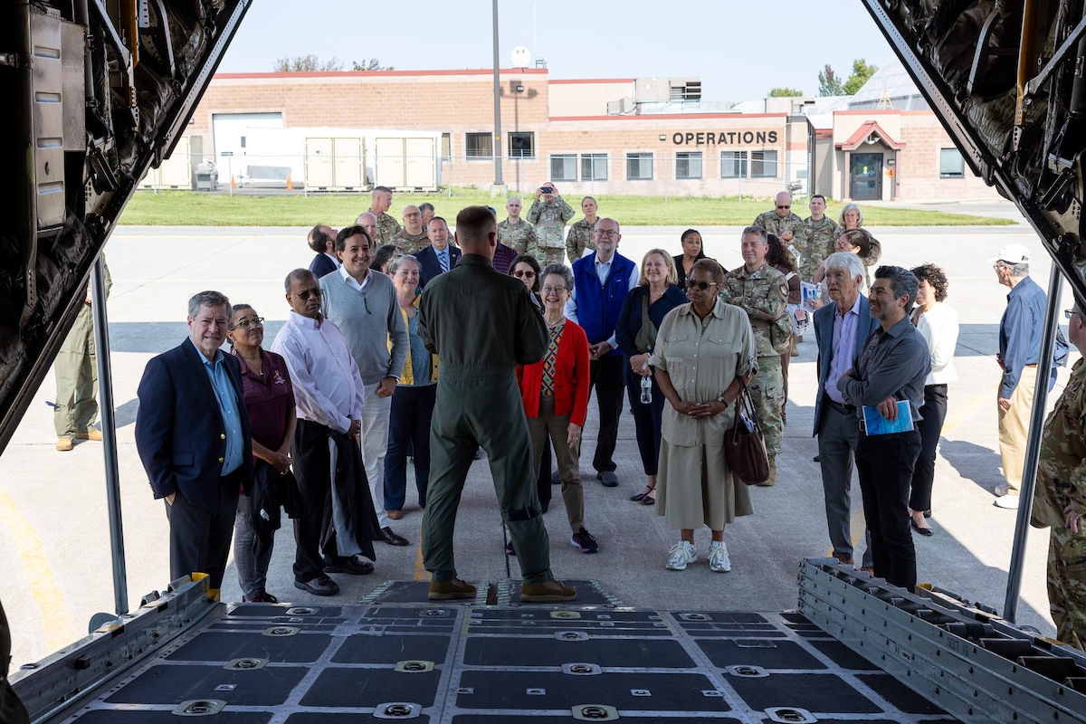 National Science Board are touring a LC-130 Hercules during a visit to Stratton Air National Guard Base on Sept. 12, 2024.