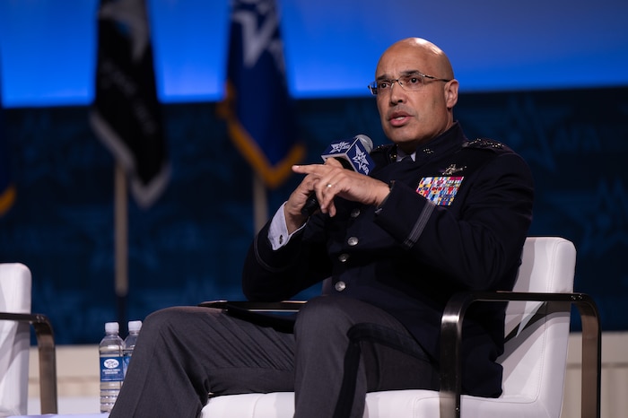 U.S. Space Force Lt. Gen. David N. Miller, Jr., Commander of Space Operations Command, speaks at a panel the Air & Space Forces Association’s Air, Space & Cyber Conference in National Harbor, Maryland, Sept. 18, 2024.