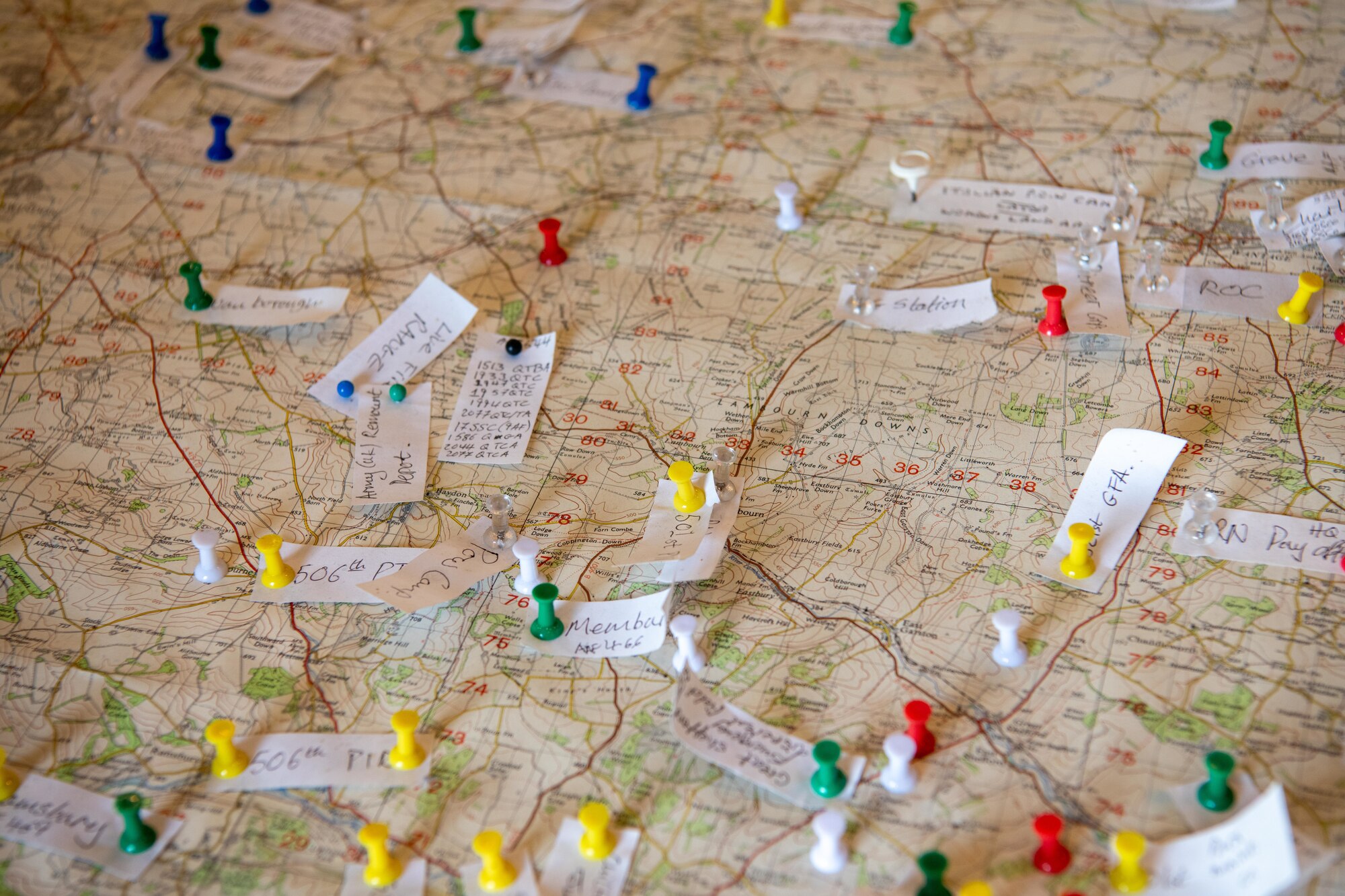 A map of historic base locations is displayed during the RAF Fairford 80th Anniversary Heritage Day