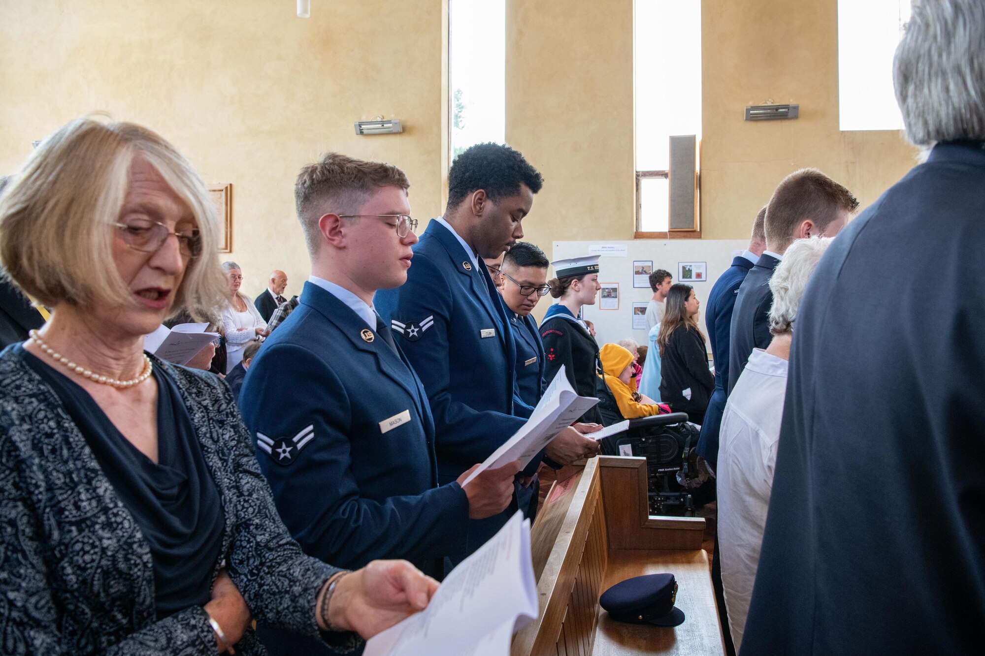 Attendees sing during an 84th anniversary Battle of Britain commemoration service