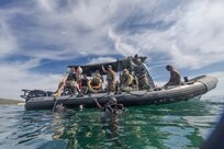 U.S. Navy explosive ordnance disposal (EOD) technicians from Explosive Ordnance Disposal Mobile Unit (EODMU) 8 and EOD technicians from the Ukrainian Navy, conduct underwater demolition operations off the coast of Varna, Bulgaria, during exercise Sea Breeze 2024, Sept. 13, 2024. Sea Breeze is an annual maritime exercise aimed at building collective capability and agility to restore security and stability in the dynamic Black Sea. Sea Breeze 2024-3 is focused on explosive ordnance disposal, dive operations and unmanned underwater vehicles.
