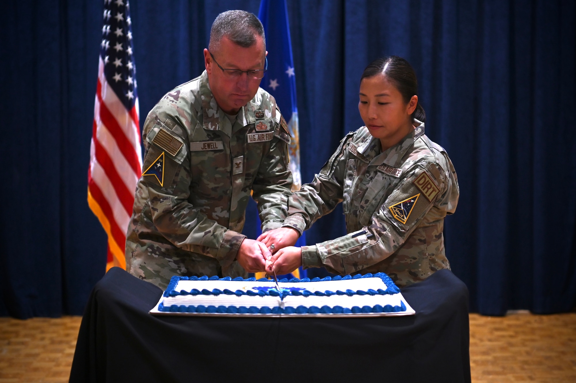 Vandenberg celebrating the u.s. air force birthday with a cake cutting and a speech