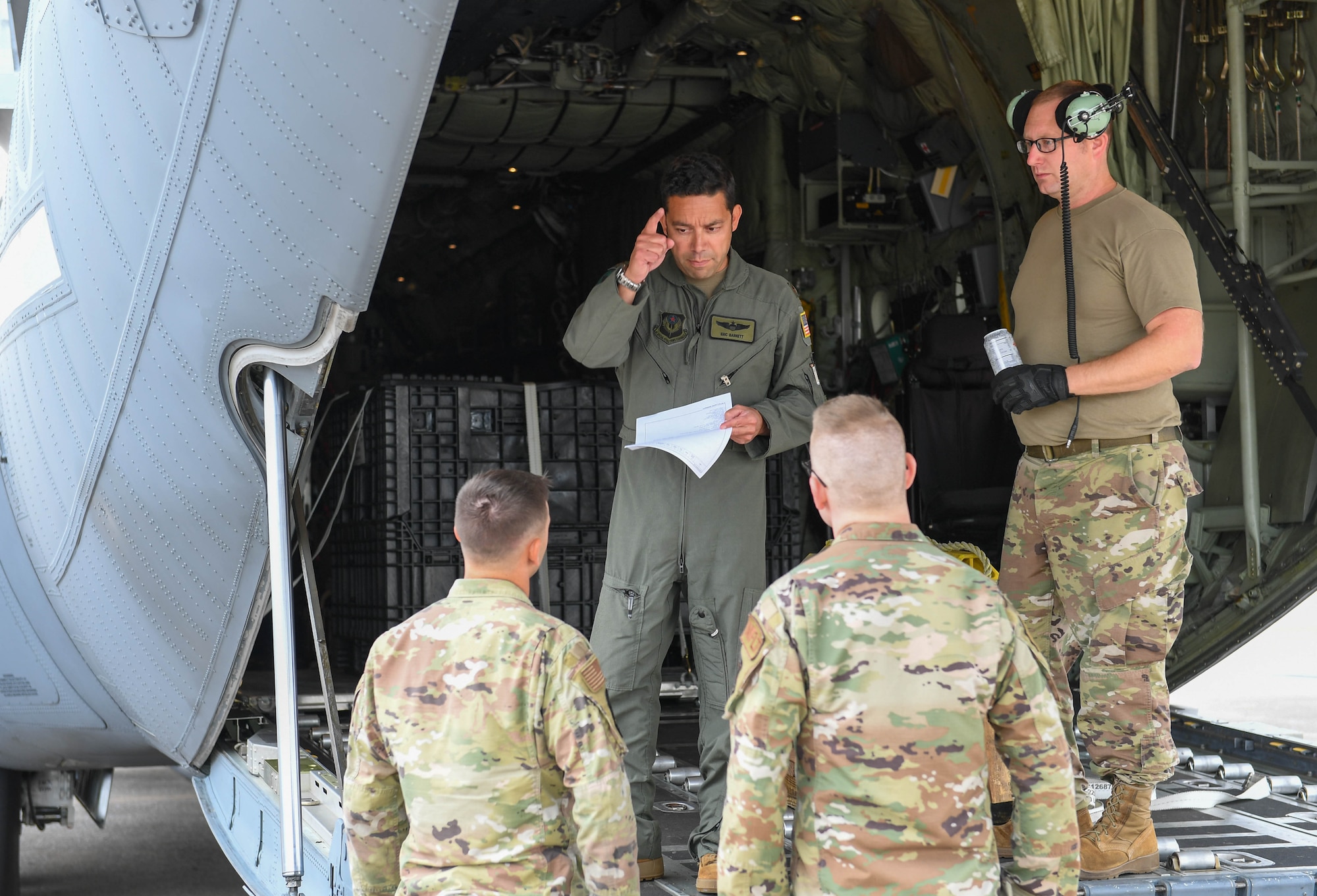193rd Special Operations Wing crew members conduct final pre-flight checks on the EC-130J aircraft in preparation for the aircraft’s last mission with the wing Sept. 18, 2024.