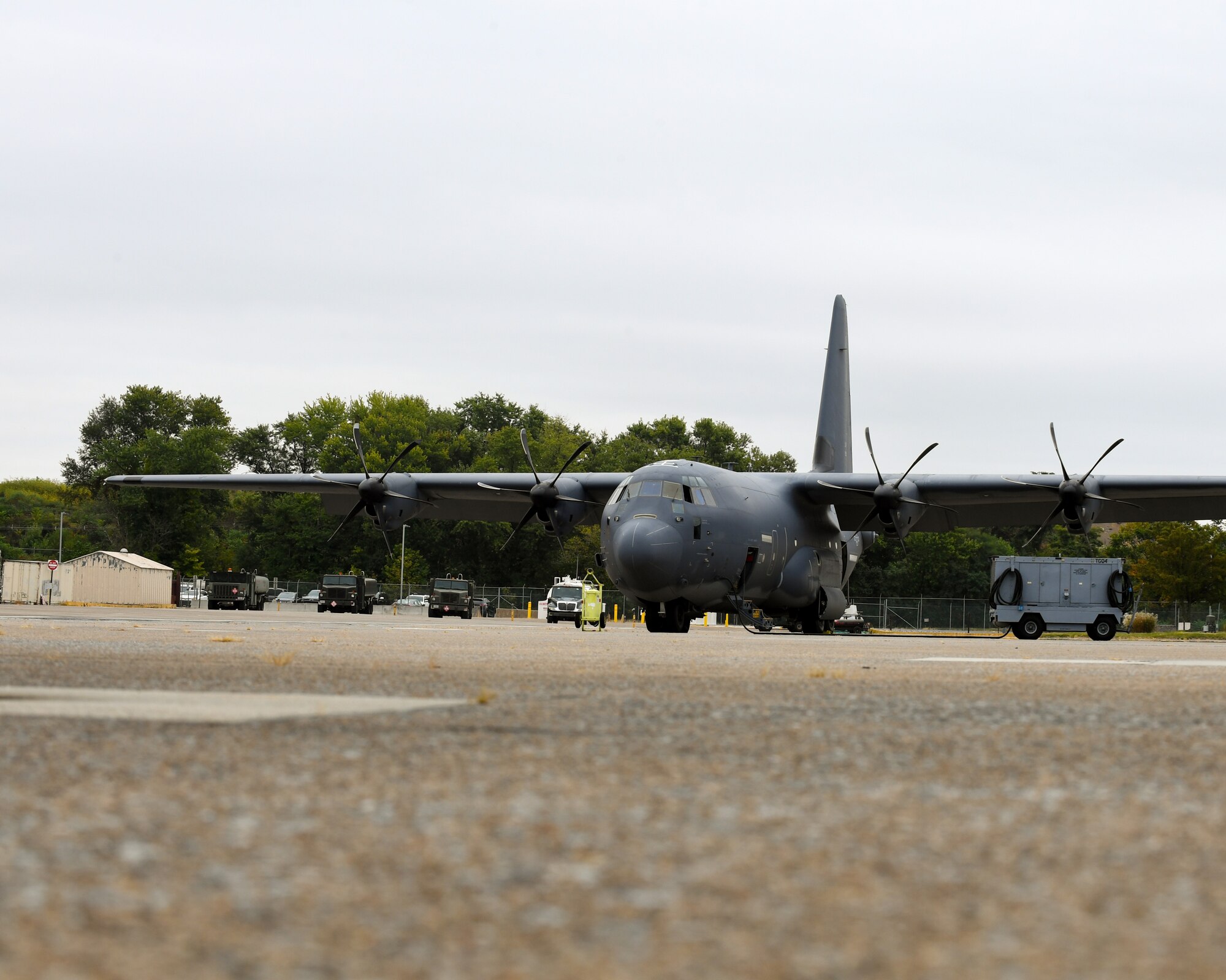 The last EC-130J aircraft assigned to the 193rd Special Operations Wing sits on the flightline awaiting its final departure, Sept. 18, 2024.