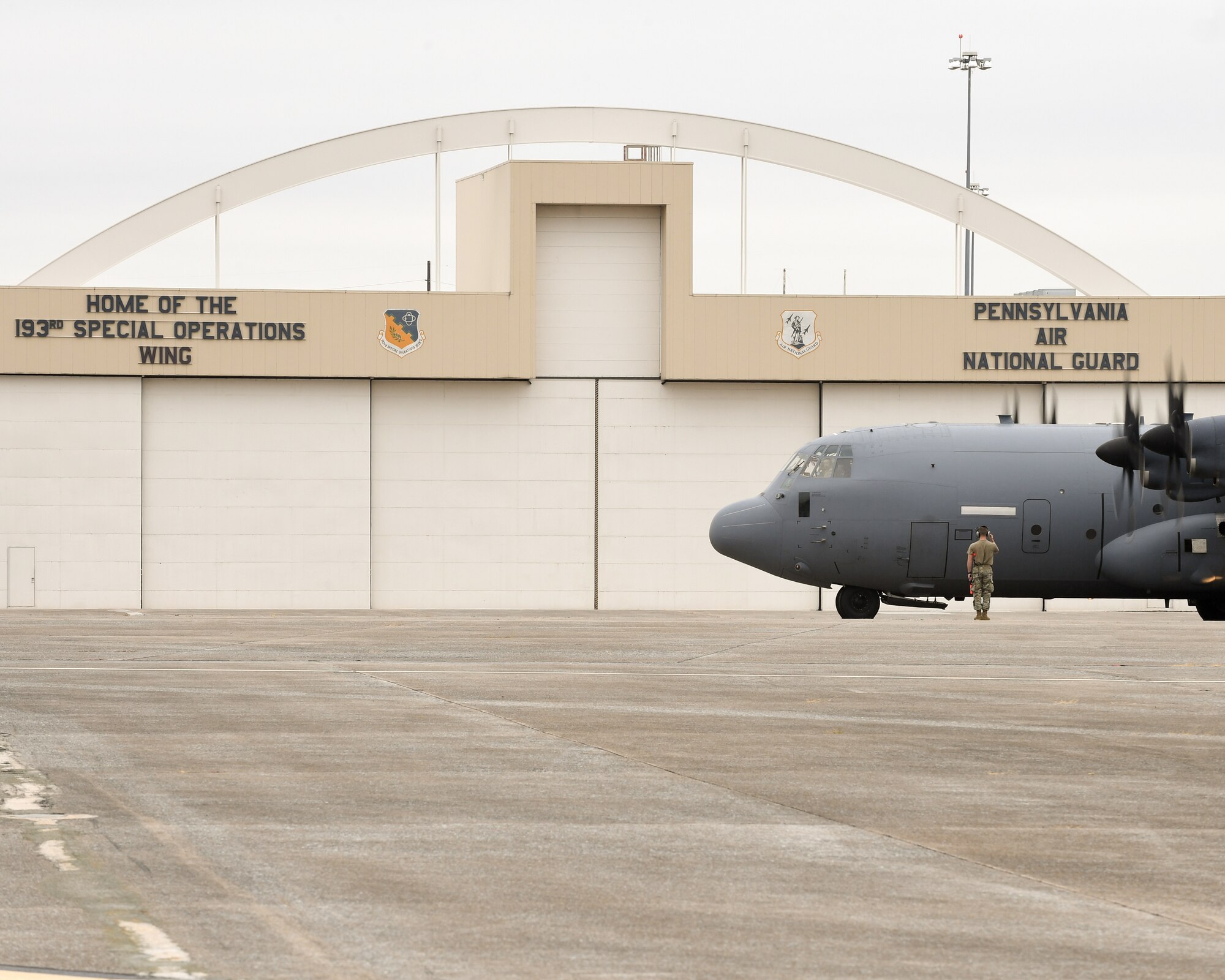 The last EC-130J aircraft assigned to the 193rd Special Operations Wing taxis on the runway for the final time, marking the end of an era Sept. 18, 2024.
