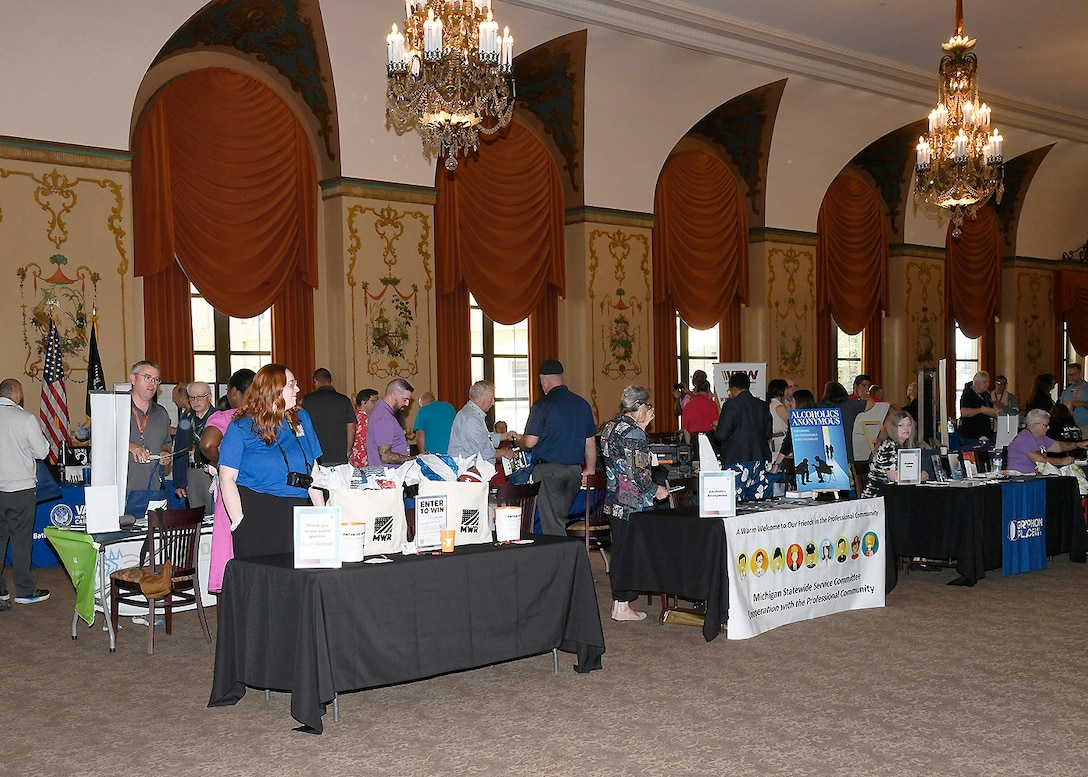 Vendor and information tables at the wellness fair