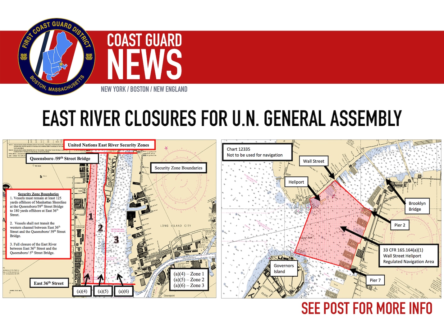 Coast Guard, partner agencies announce East River restrictions, closures for 2024 United Nations General Assembly