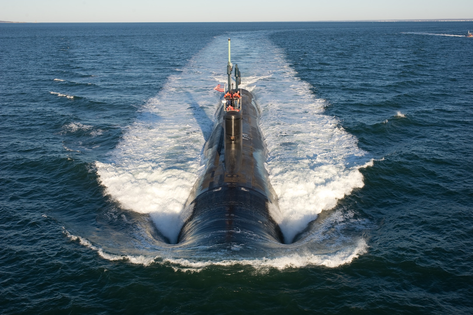 The Virginia-class attack submarine Pre-Commissioning Unit  Mississippi (SSN 782) conducts alpha trials in the Atlantic Ocean. (U.S. Navy photo courtesy of General Dynamics Electric Boat)