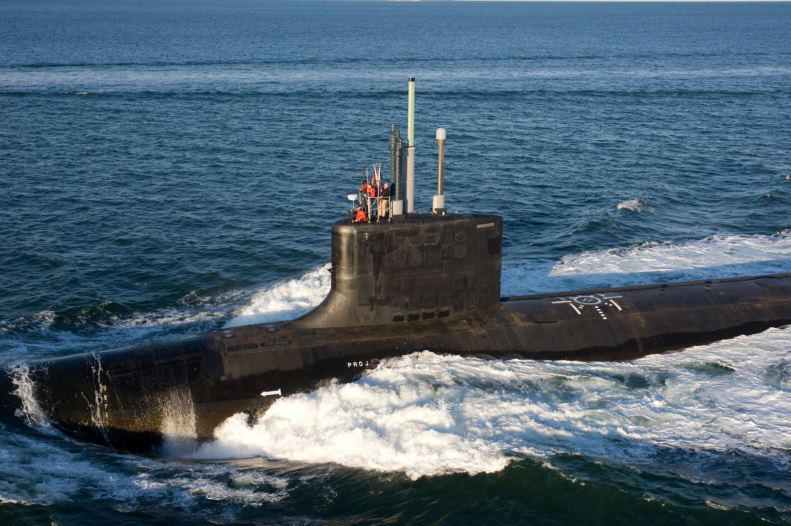 The Virginia-class attack submarine Pre-Commissioning Unit Mississippi (SSN 782) conducts alpha trials in the Atlantic Ocean. (U.S. Navy photo courtesy of General Dynamics Electric Boat)