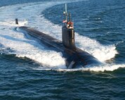 The Virginia-class attack submarine Pre-Commissioning Unit Mississippi (SSN 782) conducts alpha trials in the Atlantic Ocean. (U.S. Navy photo courtesy of General Dynamics Electric Boat)