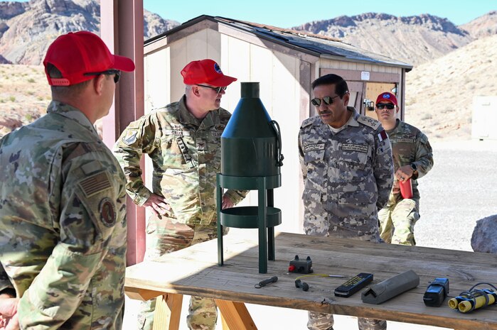 800th REDHORSE Group commander, talks to Qatar Emiri Corps of Engineers commander