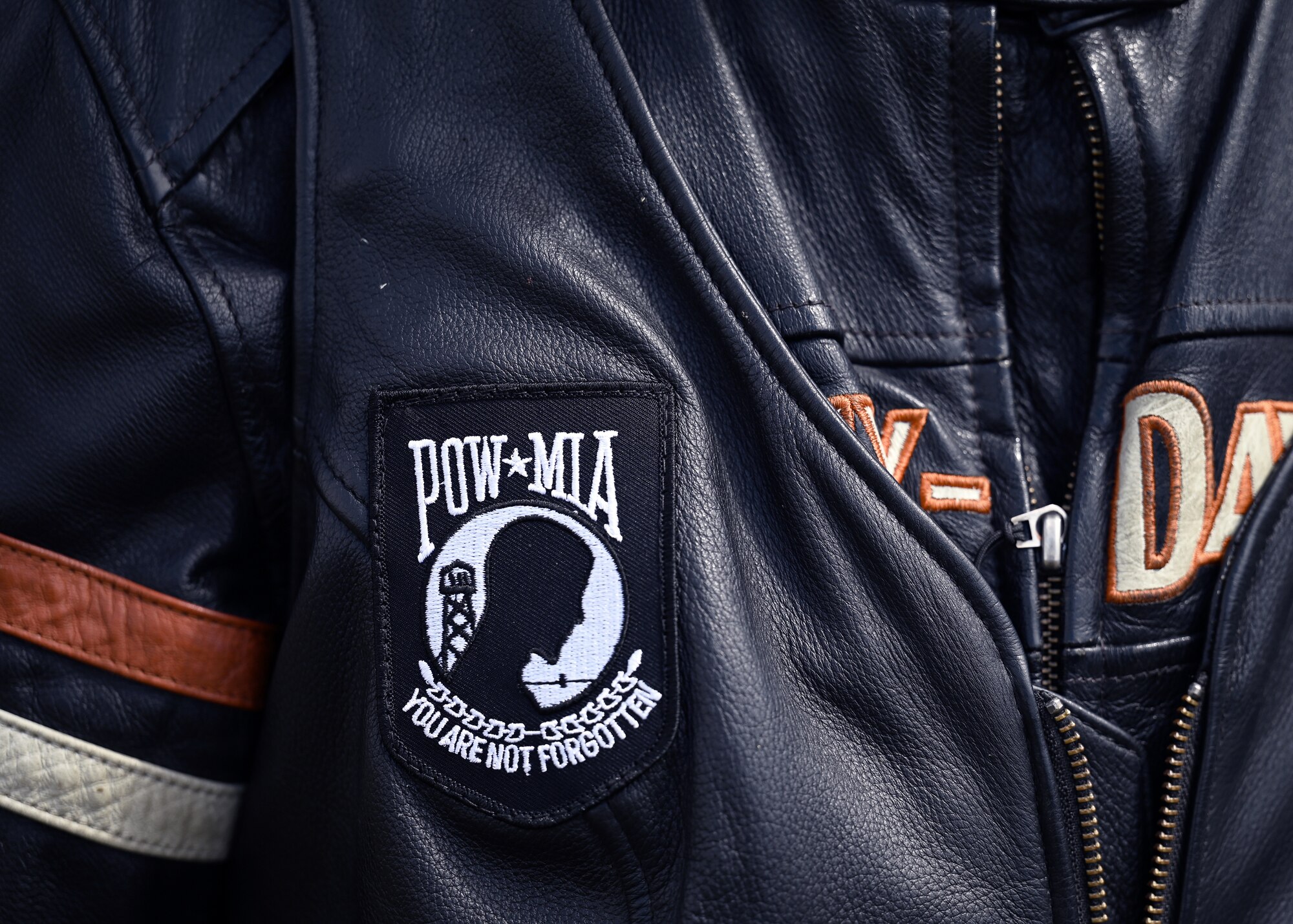 A patch is displayed on a jacket.