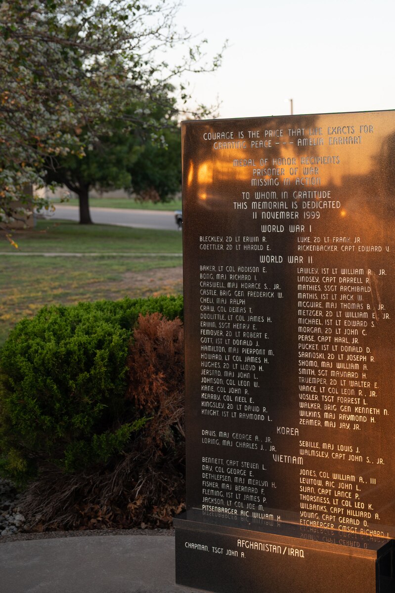 The Prisoners of War Memorial on the morning of the POW/MIA 5K Memorial Run at Goodfellow Air Force Base, Texas, Sept. 18, 2024. The route began at the memorial, went to several locations around the base, and ended back at the memorial. (U.S. Air Force photo by Airman 1st Class Brian Lummus)