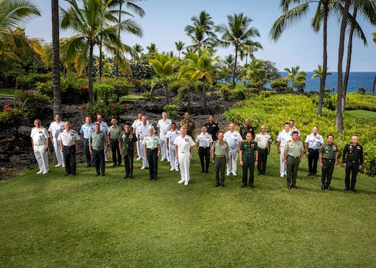 Senior military leaders from 28 countries and multinational organizations come together for a group photo at the 26th annual Indo-Pacific Chiefs of Defense conference, in Kona, Hawaii, Sept. 19, 2024. Hosted by U.S. Indo-Pacific Command, CHODs provides senior military leaders from across the Indo-Pacific an opportunity to build on and strengthen relationships to enhance mutual understanding, cooperation, and a consistent operational framework, while underscoring international commitment to protecting shared interests across the Indo-Pacific. (U.S. Navy photo by Chief Mass Communication Specialist Shannon M. Smith)