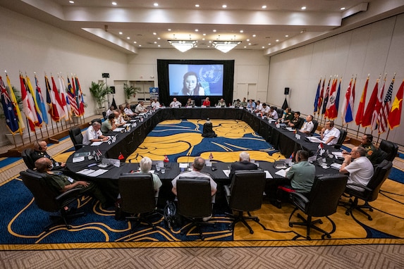 Senior military leaders from 28 countries and multinational organizations come together at the 26th annual Indo-Pacific Chiefs of Defense conference, in Kona, Hawaii, Sept. 19, 2024. Hosted by U.S. Indo-Pacific Command, CHODs provides senior military leaders from across the Indo-Pacific an opportunity to build on and strengthen relationships to enhance mutual understanding, cooperation, and a consistent operational framework, while underscoring international commitment to protecting shared interests across the Indo-Pacific. (U.S. Navy photo by Mass Communication Specialist 1st Class John Bellino)