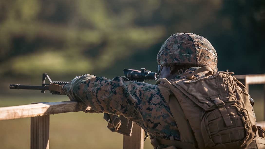 U.S. Marine Corps Brig. Gen. Anthony Henderson, commanding general of Training Command, participates in various rifle drills at Weapons Training Battalion on Marine Corps Base Quantico, Virginia, Sept. 5, 2024. Training Command develops, sustains, and enhances individual military knowledge, skills, and attitudes in Marines to meet warfighting requirements of the total force. (U.S. Marine Corps photo by Lance Cpl. Ethan Miller)