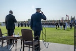 Secretary of Defense Lloyd J. Austin III and Chairman of the Joints Chiefs of Staff U.S. Air Force Gen. CQ Brown, Jr. honor the colors during the National Anthem at the 2024 National POW/MIA Recognition Day Ceremony at the Pentagon, Washington, D.C., Sept. 20, 2024. (DoD photo by U.S. Air Force Senior Airman Madelyn Keech)