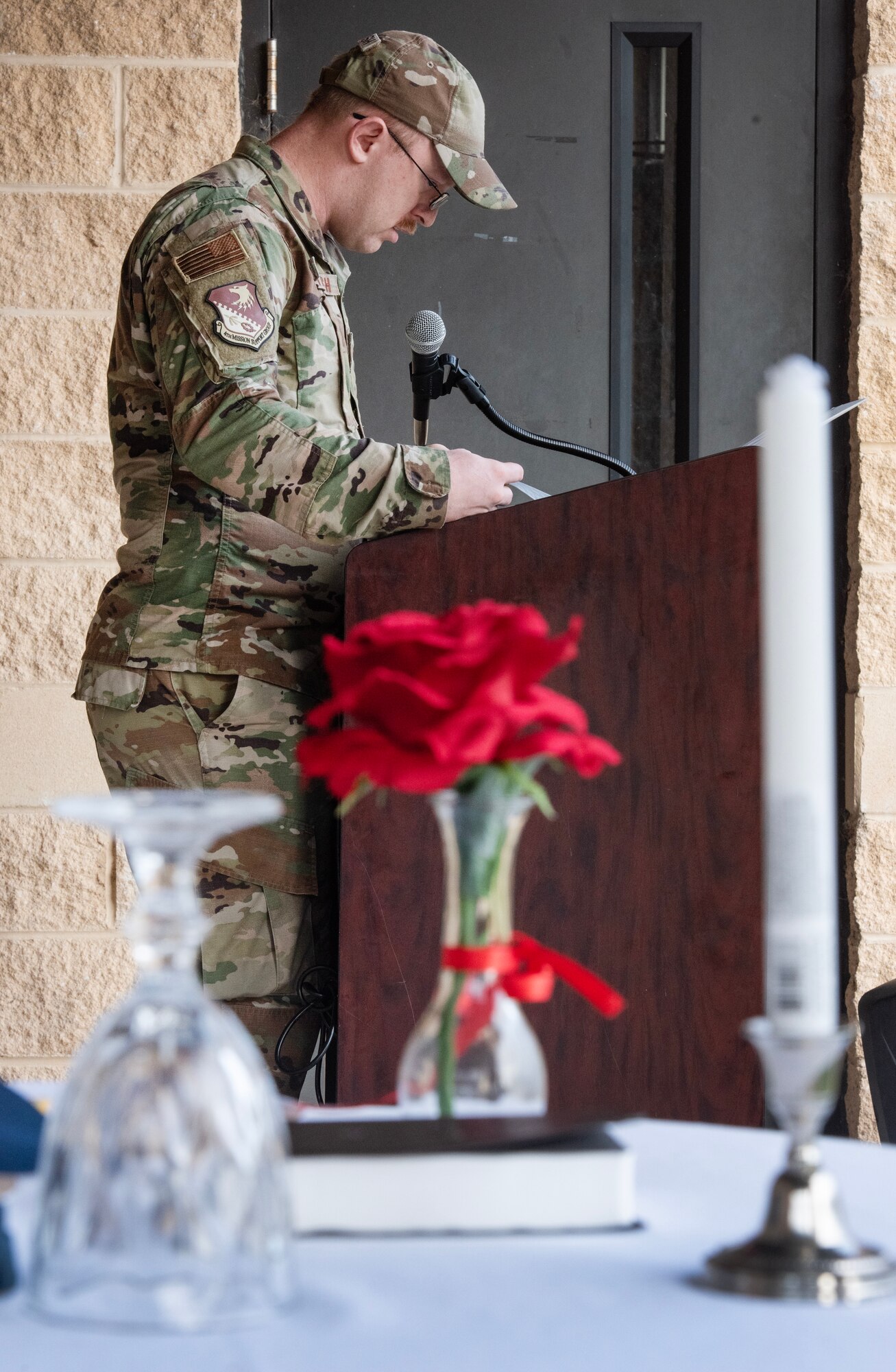 SSgt Robert McIntosh, 4th MSG, reads names of POWs and those MIA who didn’t make it home during a 24-hour vigil commemorating National POW/MIA Recognition Day.