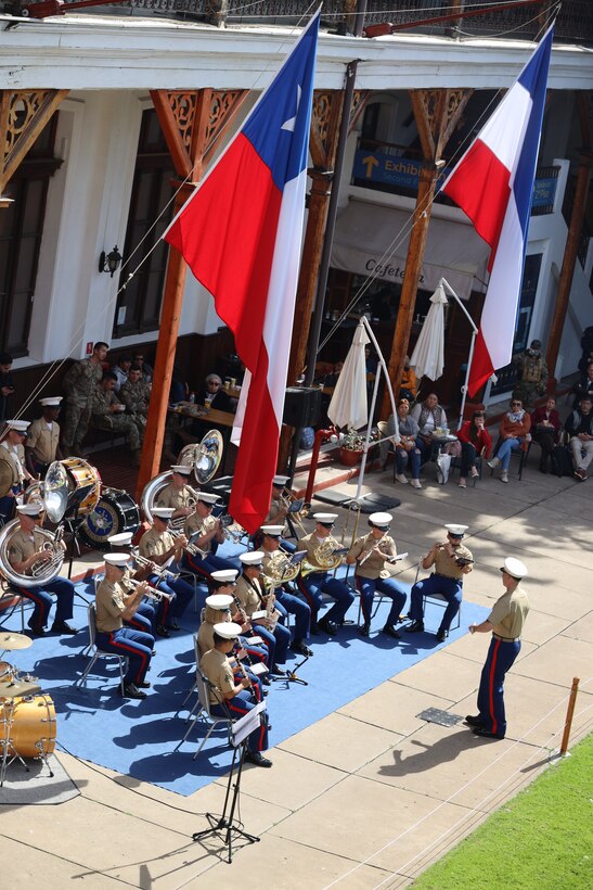 The U.S. Marine Forces Reserve Band had the opportunity to perform at the Museo Naval Y Maritimo in Valparaiso, Chile, as part of UNITAS 2024. UNITAS is the world's longest-running annual multinational maritime exercise that focuses on enhancing interoperability among multiple nations and joint forces during littoral and amphibious operations in order to build on existing regional partnerships and create new enduring relationships that promote peace, stability, and prosperity in the U.S. Southern Command's area of responsibility.