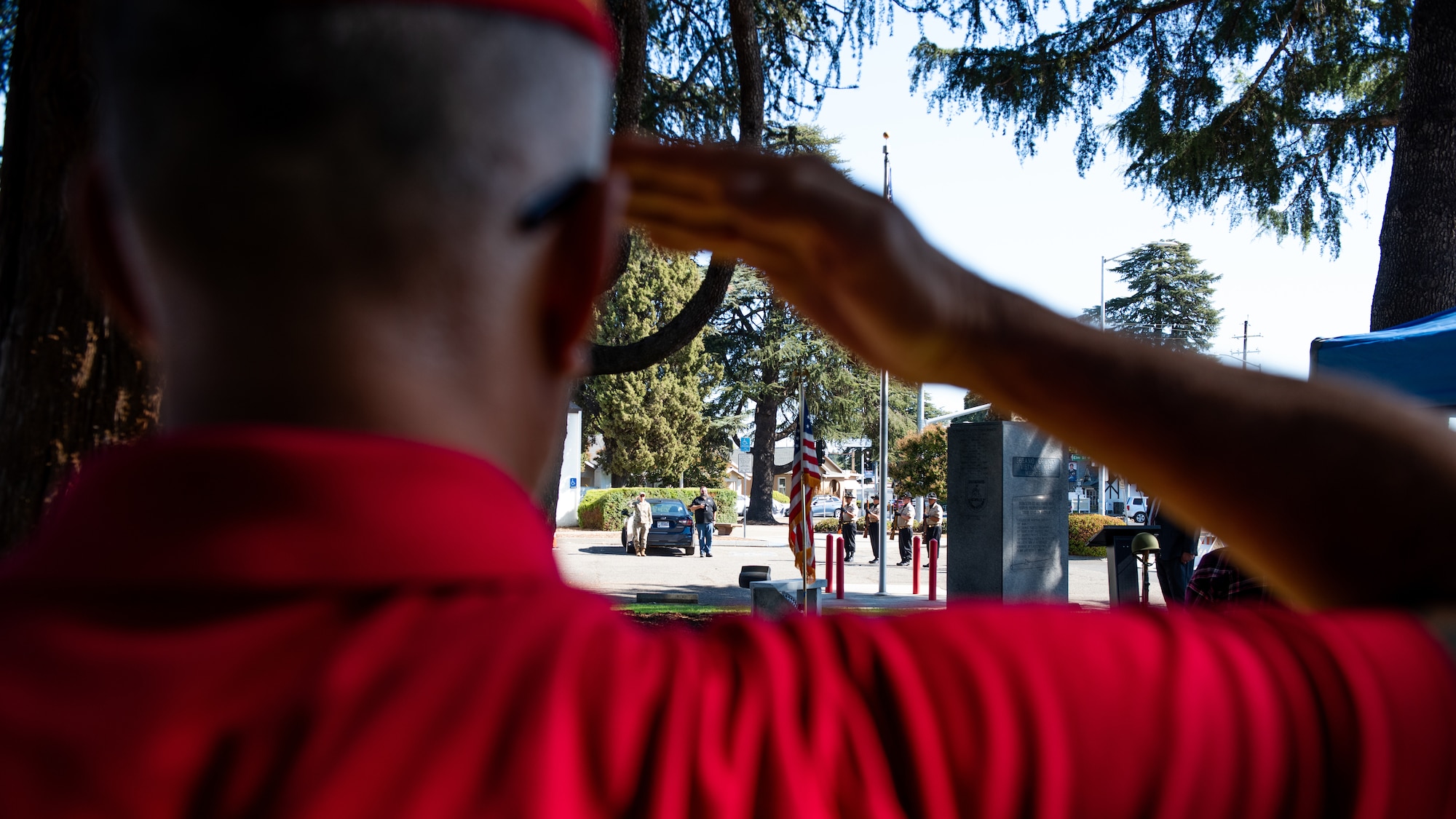 Veteran salute American flag