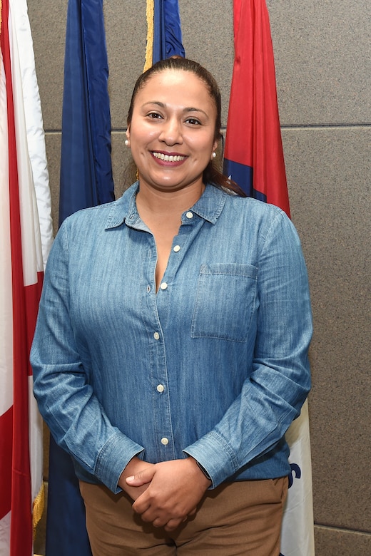 Isaura Guerrero-Perez, Resource Management Officer, 85th U.S. Army Reserve Support Command, pauses for a photo at the 85th USARSC headquarters in Arlington Heights, Illinois, September 18, 2024.