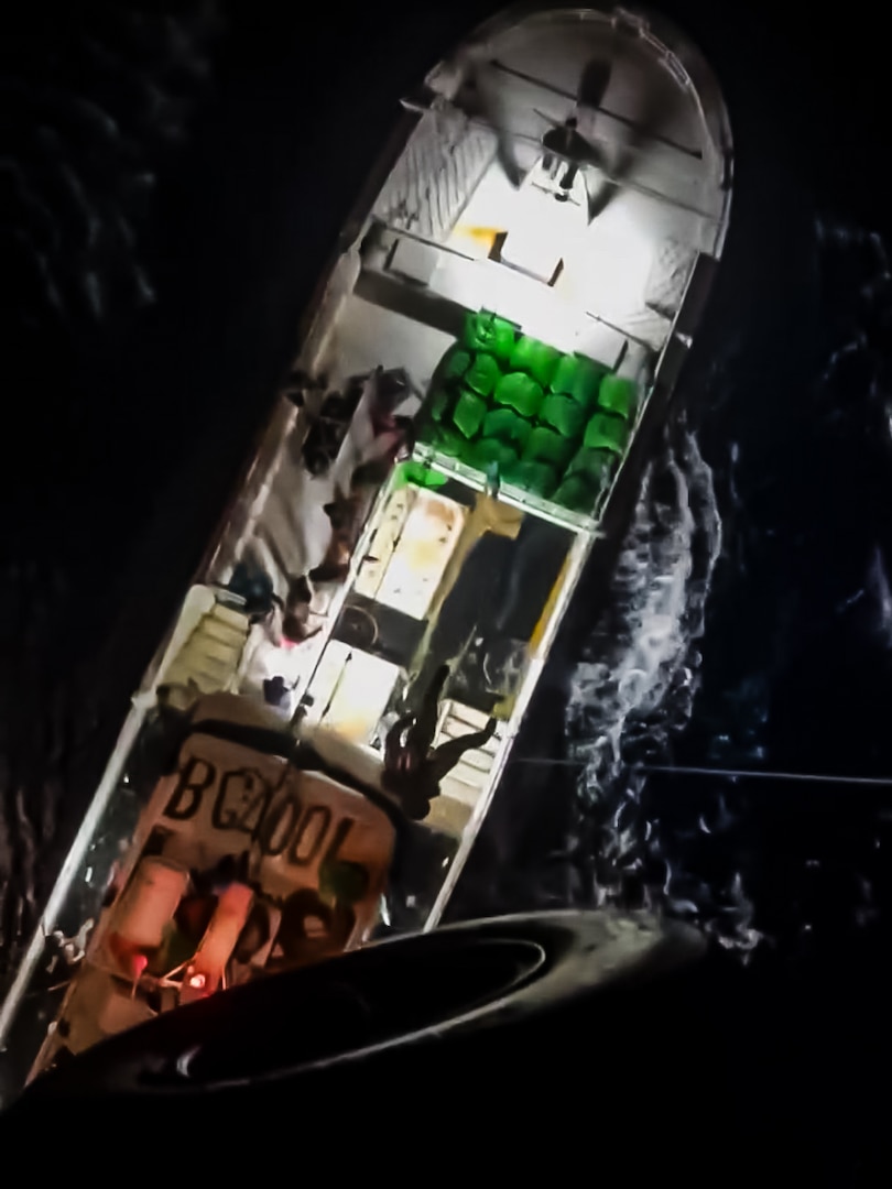 The U.S. Navy’s Helicopter Sea Combat Squadron 25 (HSC-25) conduct a successful medical evacuation of a 37-year-old crewman from the 95-foot Chinese Taipei-flagged fishing vessel Jin Hsiang Fa approximately 138 nautical miles northwest of Saipan on Sept. 21, 2024, with coordination from U.S. Coast Guard Forces Micronesia/Sector Guam. Following a request for assistance from the Rescue Coordination Center (RCC) Taipei at 10:30 p.m. on Sept. 20, the Joint Rescue Sub-Center (JRSC) Guam began coordinating the response with HSC-25. (U.S. Navy photo)