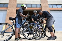 Members of the District of Columbia National Guard’s Combined Support Maintenance Shop set off on their weekly 10–25-mile bike ride from Joint Base Anacostia-Bolling, Aug. 16, 2024. The rides, which promote physical fitness, mental well-being, and team cohesion, take participants through the D.C. area and help maintain mission readiness.