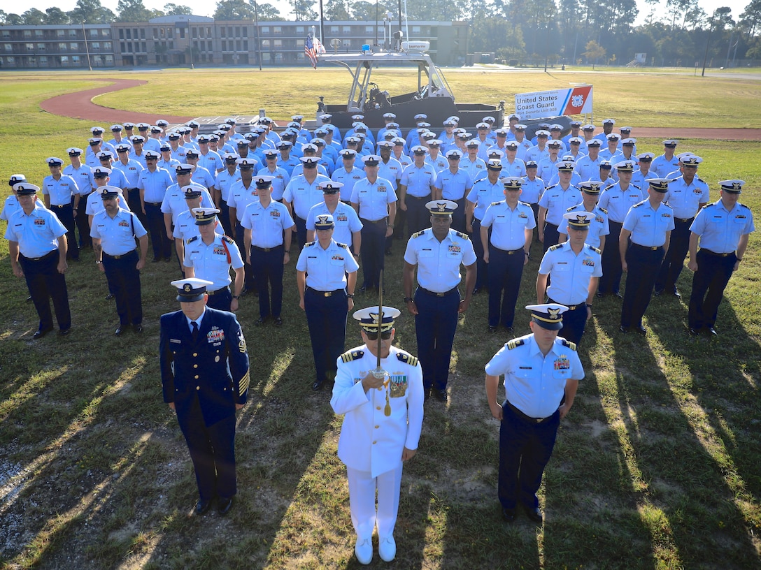 U.S. Coast Guard Port Security Unit 308 (PSU 308) held a change of command ceremony, Saturday, at the Gulfport Combat Readiness Training Center. Cmdr. Jeffery Yoder relieved Cmdr. Paul Green as the commanding officer of PSU 308. Capt. Danielle Shupe, Deputy Chief for Operations, Pacific Area, presided over the ceremony.