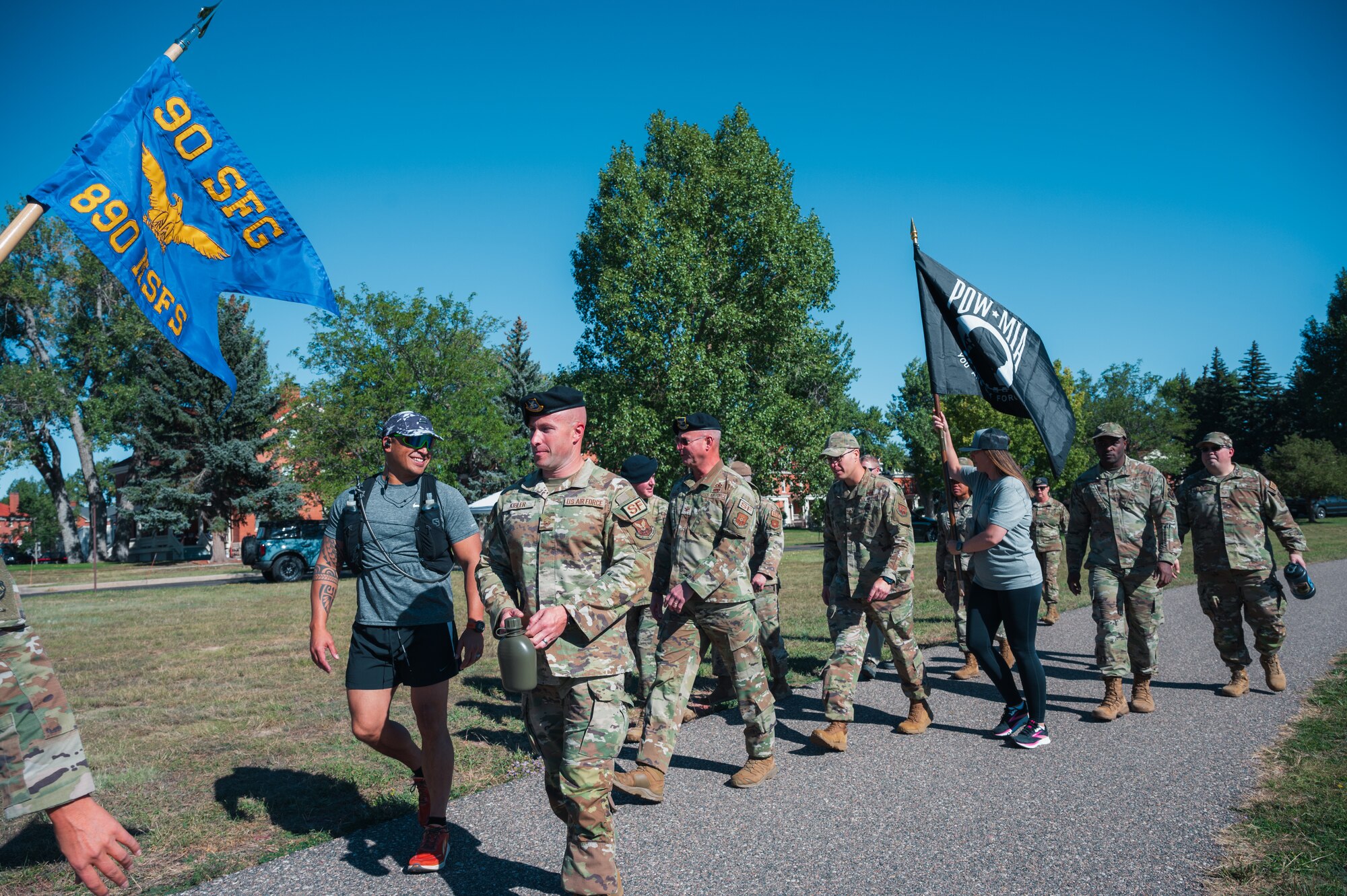 90 GCTS Airmen walk around Argonne Parade Field.