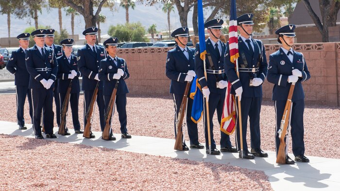 Airmen from the Honor Guard class 24-D, prepare to demonstrate a full funeral honors
