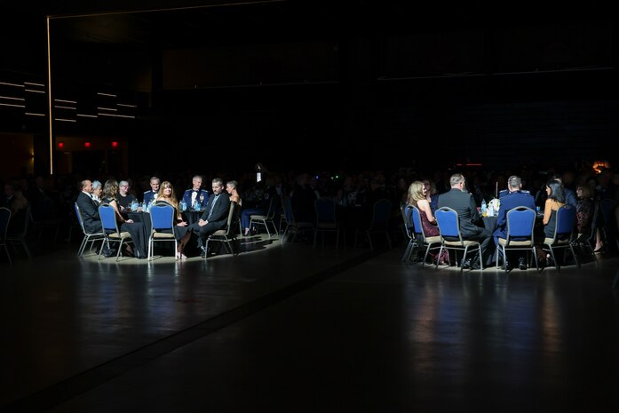 Beale Air Force Base leadership are introduced during the Beale Air Force Ball 2024 commemorating the 77th birthday of the U.S. Air Force at Wheatland, California, September 12, 2024.